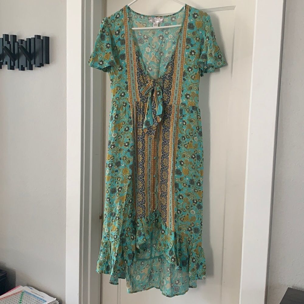 Band of Gypsies Boho Dublin Surplice Ruffled midi dress sz small - Picture 3 of 11